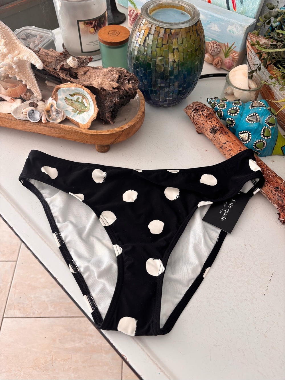 kate spade Black and White Polka Dot Bikini Bottom